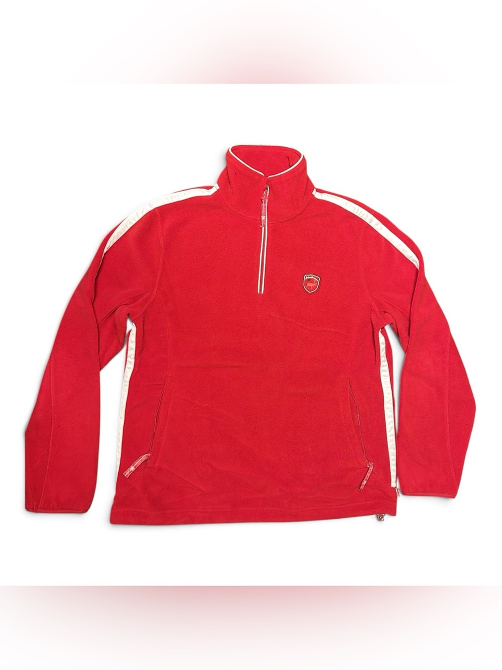 TCM Polar Dreams Red Fleece Quarter Zip Pullover 40/42 L Y2K Ski